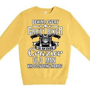 Crazy Old Biker Man Premium Crewneck Sweatshirt