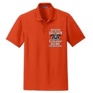 Crazy Old Biker Man Dry Zone Grid Polo