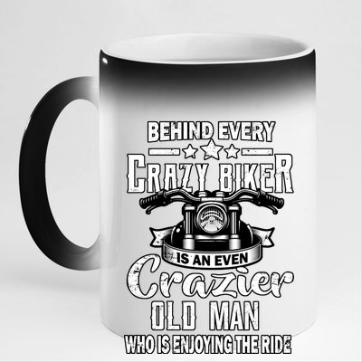 Crazy Old Biker Man 11oz Black Color Changing Mug