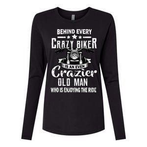 Crazy Old Biker Man Womens Cotton Relaxed Long Sleeve T-Shirt