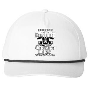 Crazy Old Biker Man Snapback Five-Panel Rope Hat