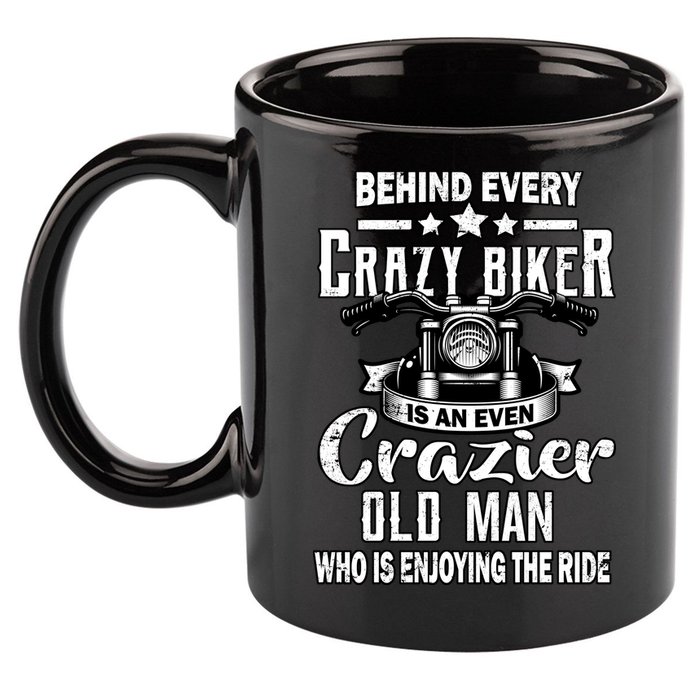 Crazy Old Biker Man 11oz C Handle Ceramic Mug