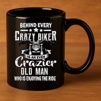 Crazy Old Biker Man 11oz C Handle Ceramic Mug