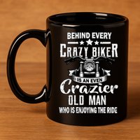Crazy Old Biker Man 11oz C Handle Ceramic Mug