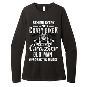 Crazy Old Biker Man Womens CVC Long Sleeve Shirt