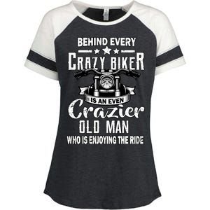 Crazy Old Biker Man Enza Ladies Jersey Colorblock Tee