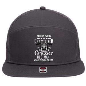 Crazy Old Biker Man 7 Panel Mesh Trucker Snapback Hat