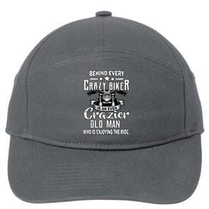 Crazy Old Biker Man 7-Panel Snapback Hat