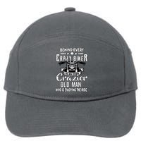 Crazy Old Biker Man 7-Panel Snapback Hat