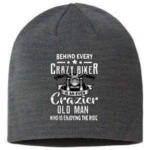 Crazy Old Biker Man Sustainable Beanie