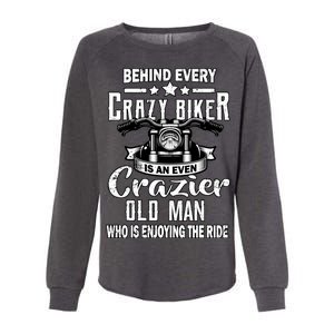 Crazy Old Biker Man Womens California Wash Sweatshirt