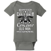 Crazy Old Biker Man Baby Bodysuit
