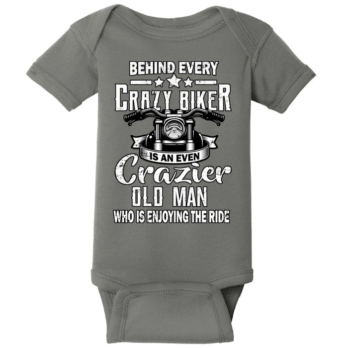 Crazy Old Biker Man Baby Bodysuit