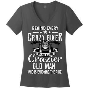 Crazy Old Biker Man Women's V-Neck T-Shirt