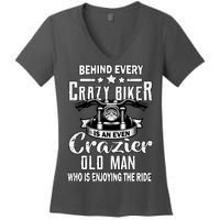 Crazy Old Biker Man Women's V-Neck T-Shirt