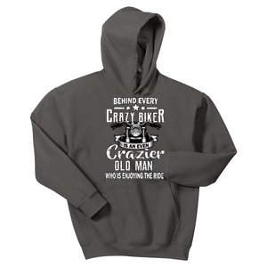 Crazy Old Biker Man Kids Hoodie