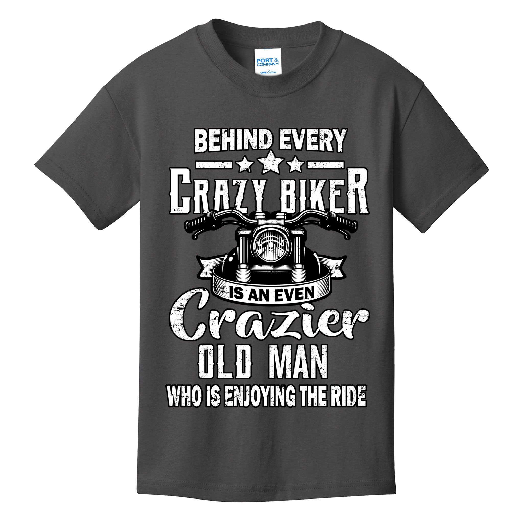 Crazy Old Biker Man Kids T-Shirt