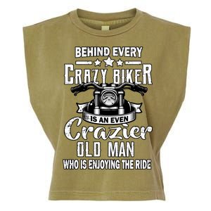 Crazy Old Biker Man Garment-Dyed Women's Muscle Tee