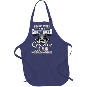 Crazy Old Biker Man Full-Length Apron With Pockets