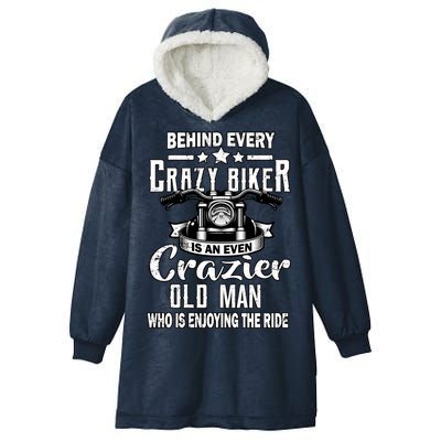 Crazy Old Biker Man Hooded Wearable Blanket