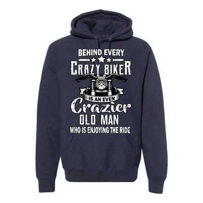 Crazy Old Biker Man Premium Hoodie