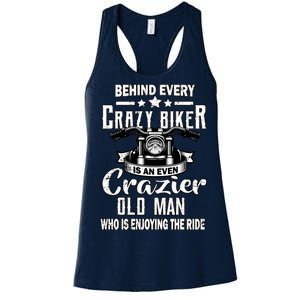 Crazy Old Biker Man Women's Racerback Tank