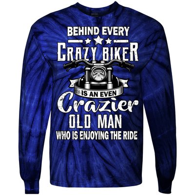 Crazy Old Biker Man Tie-Dye Long Sleeve Shirt