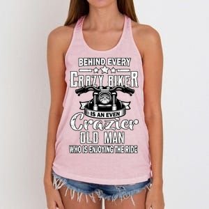 Crazy Old Biker Man Women's Knotted Racerback Tank