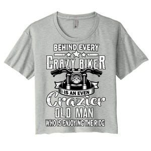 Crazy Old Biker Man Women's Crop Top Tee