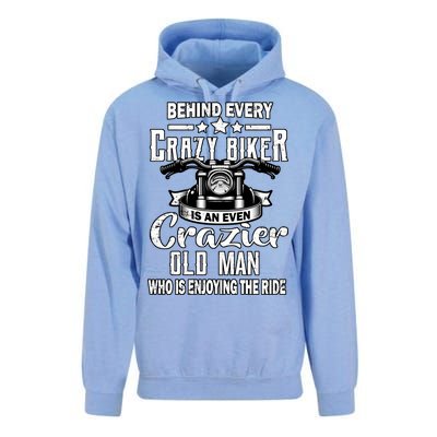 Crazy Old Biker Man Unisex Surf Hoodie