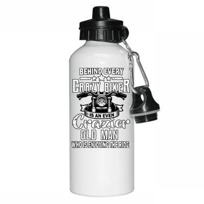 Crazy Old Biker Man Aluminum Water Bottle