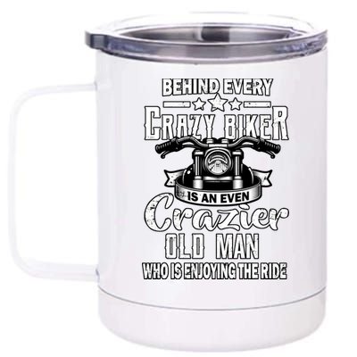 Crazy Old Biker Man 12 oz Stainless Steel Tumbler Cup