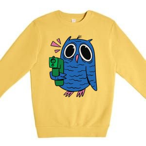 Crazy Owl Gun Premium Crewneck Sweatshirt