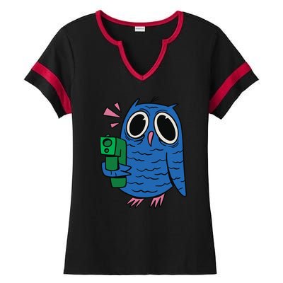 Crazy Owl Gun Ladies Halftime Notch Neck Tee