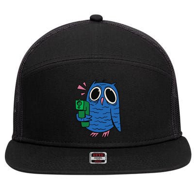 Crazy Owl Gun 7 Panel Mesh Trucker Snapback Hat