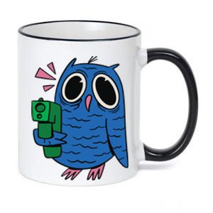 Crazy Owl Gun 11oz Black Color Changing Mug