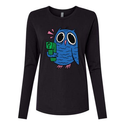 Crazy Owl Gun Womens Cotton Relaxed Long Sleeve T-Shirt