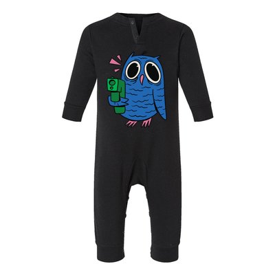 Crazy Owl Gun Infant Fleece One Piece