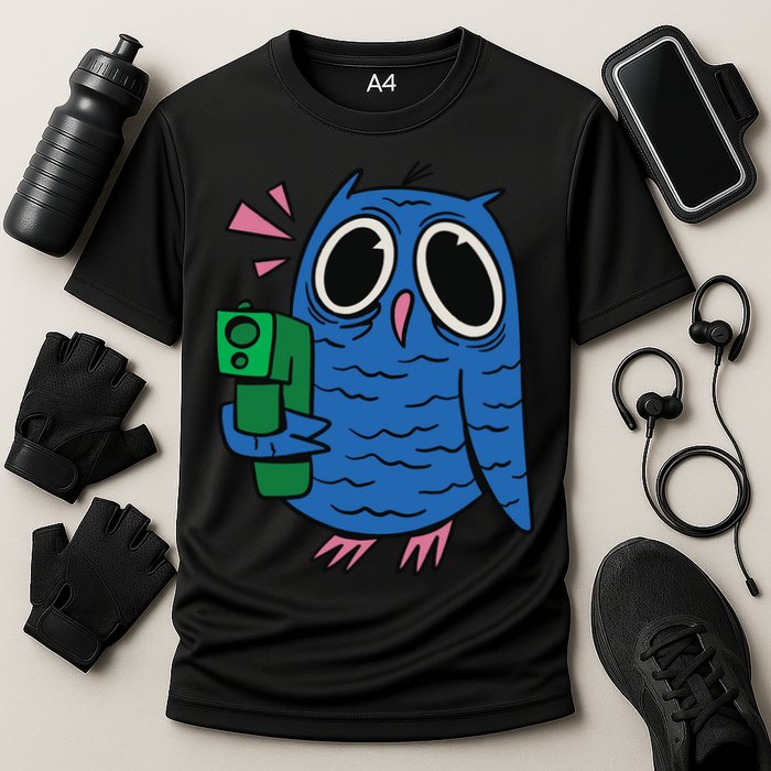 Crazy Owl Gun Cooling Performance Crew T-Shirt