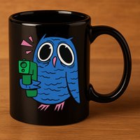 Crazy Owl Gun 11oz C Handle Ceramic Mug