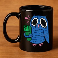 Crazy Owl Gun 11oz C Handle Ceramic Mug