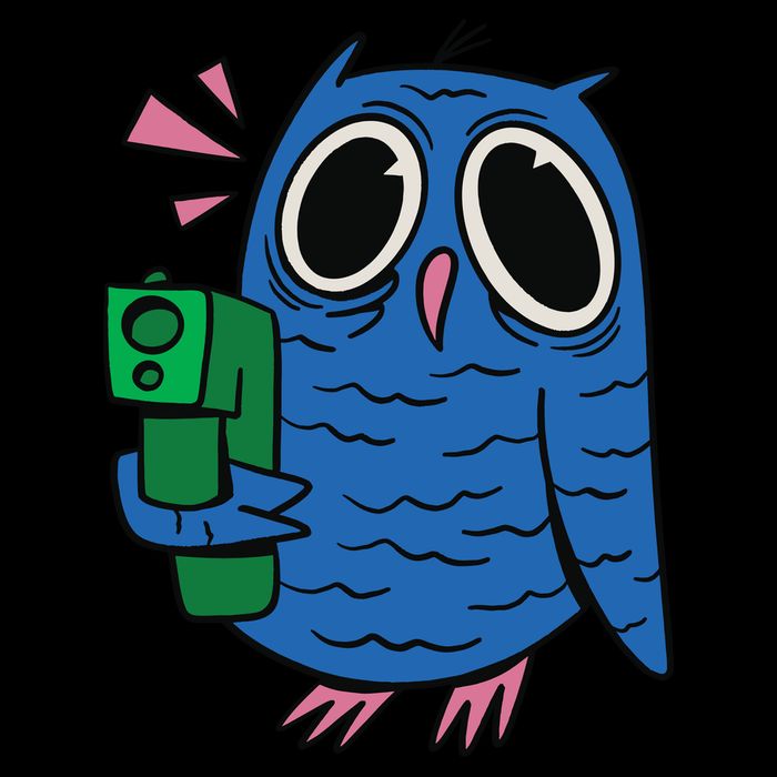 Crazy Owl Gun Drawstring Bag