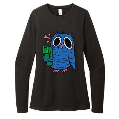 Crazy Owl Gun Womens CVC Long Sleeve Shirt