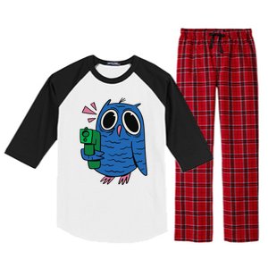 Crazy Owl Gun Raglan Sleeve Pajama Set