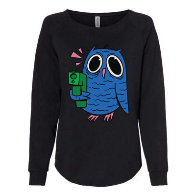 Crazy Owl Gun Womens California Wash Sweatshirt