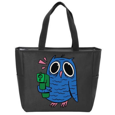 Crazy Owl Gun Zip Tote Bag
