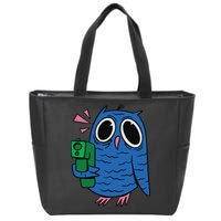 Crazy Owl Gun Zip Tote Bag