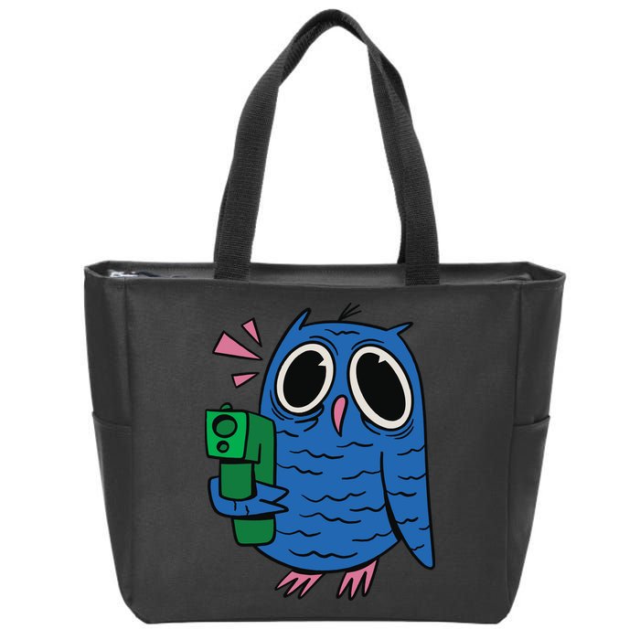 Crazy Owl Gun Zip Tote Bag