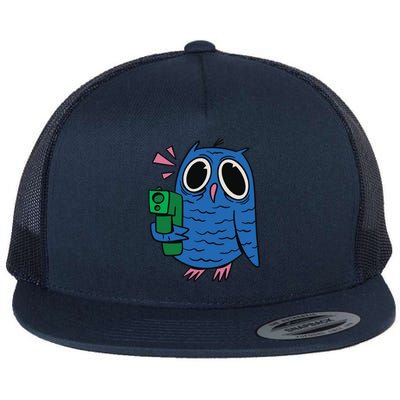 Crazy Owl Gun Flat Bill Trucker Hat