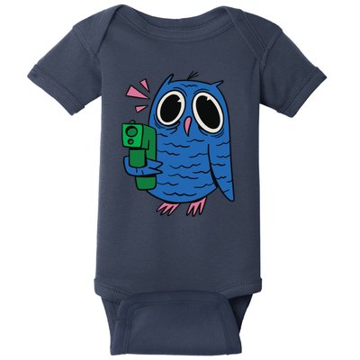 Crazy Owl Gun Baby Bodysuit